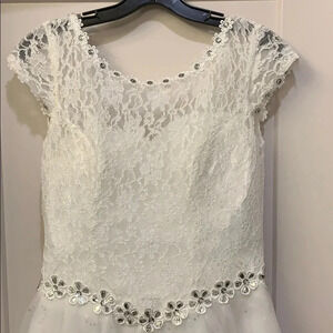White Lace Wedding Dress Diamonds & Crystal Embellished New